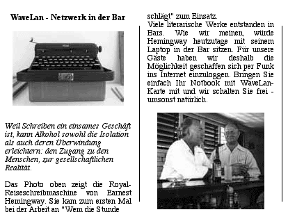 Zeitungsausschnitt - "Wavelan in der Bar"