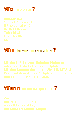 Infos zur Adresse, email, Öffnungszeiten, Inhaber, etc.